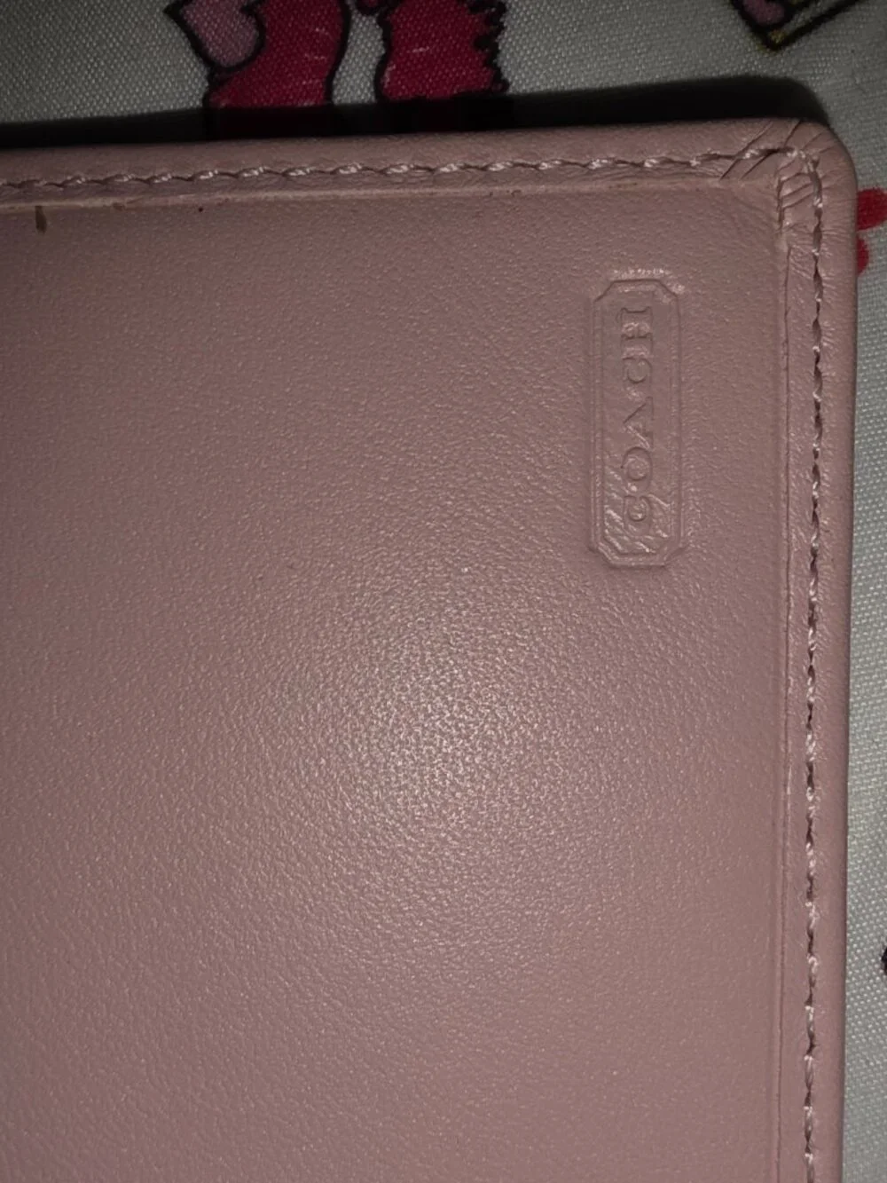 Coach baby pink checkbook cover